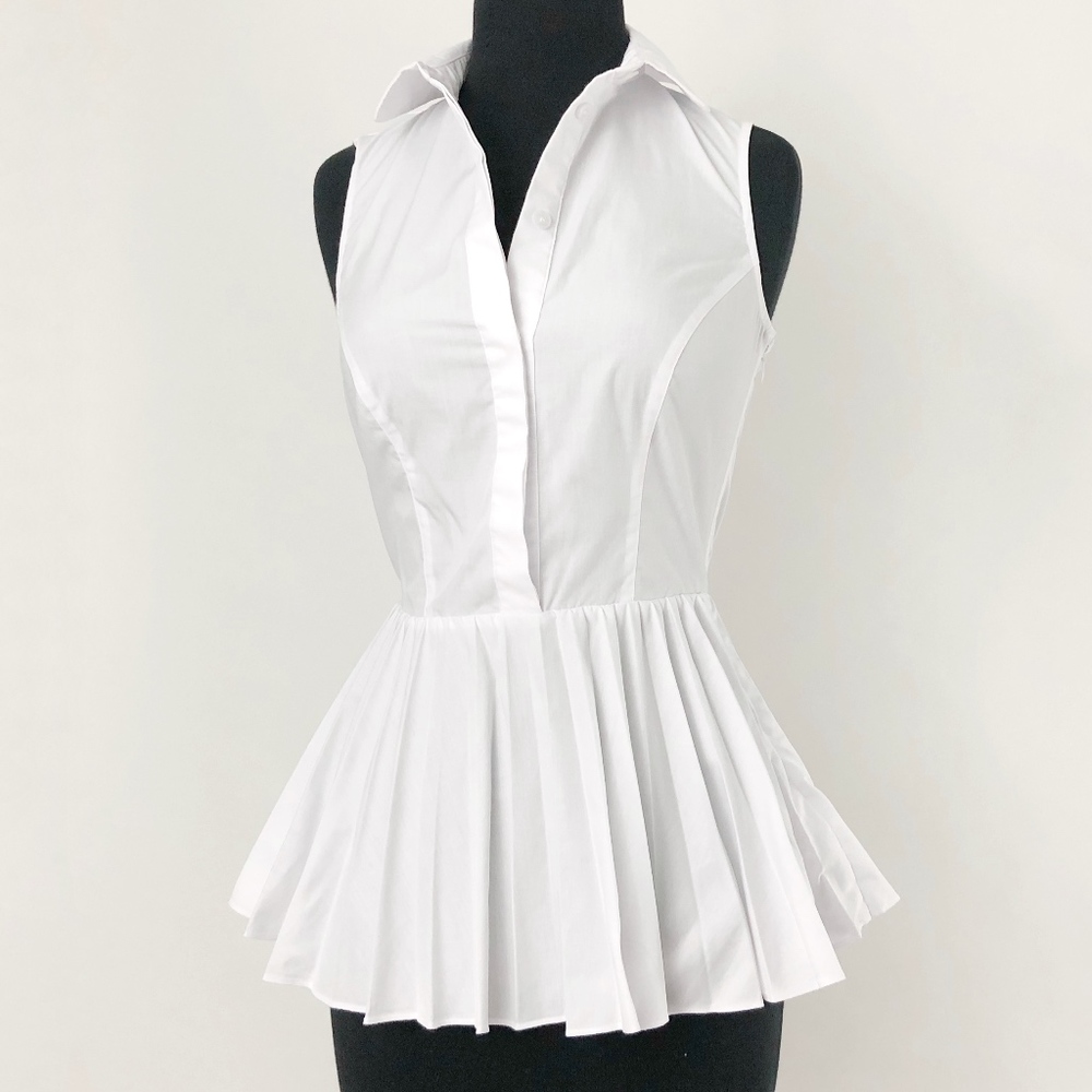 ✨sold✨ karen millen • white pleated peplum top - Picture 3 of 7